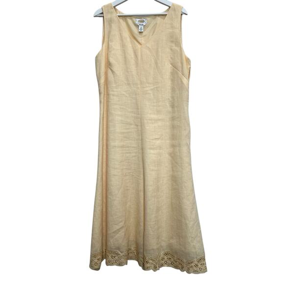 Talbots Cream Sleeveless Midi Dress V-Neck A-Line - Picture 1 of 14